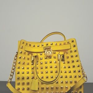 MK Large Yellow Studded Hamilton TOTE
